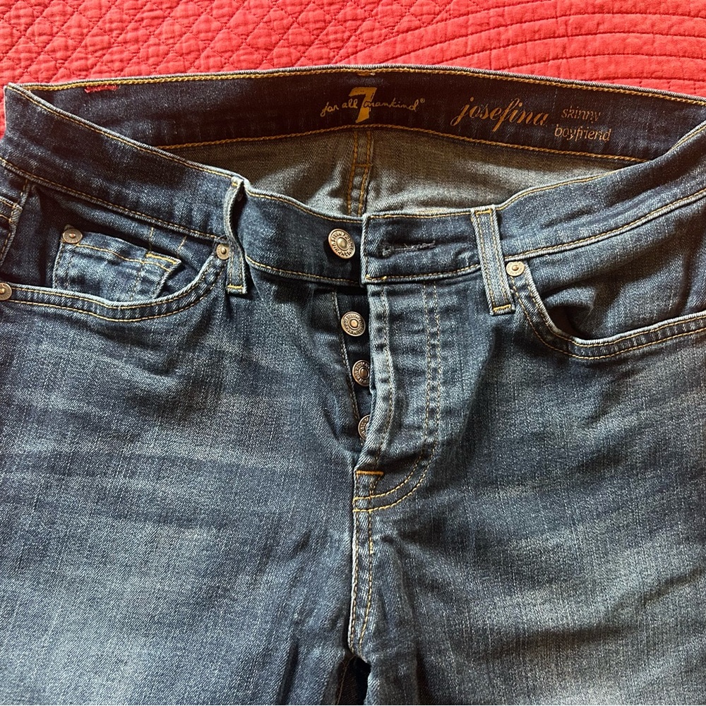 7 For All Mankind Josefina Skinny Boyfriend Jeans - Blue